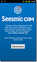 Seesmic CRM Add Account Screen Seesmic CRM Add Account Screen