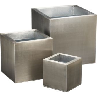 I'm really drawn to modern planters. There's something great about combining natural pieces with industrial metal boxes. (cb2.com) I'm really drawn to modern planters. There's something great about combining natural pieces with industrial metal boxes. (cb2.com)