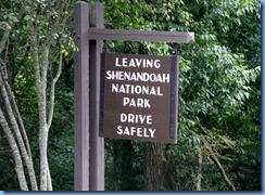1261 Virginia - Shenandoah National Park - Skyline Drive - Leaving Shenandoah National Park sign 1261 Virginia - Shenandoah National Park - Skyline Drive - Leaving Shenandoah National Park sign