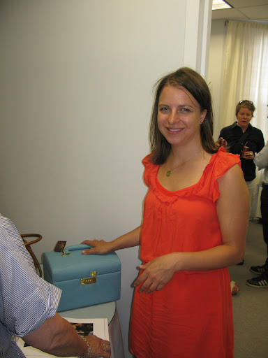Jane Ventresca from our events team poses with a pretty blue jewelry box that was on display.