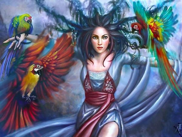 Girl With Parrots, Magic Beauties 3