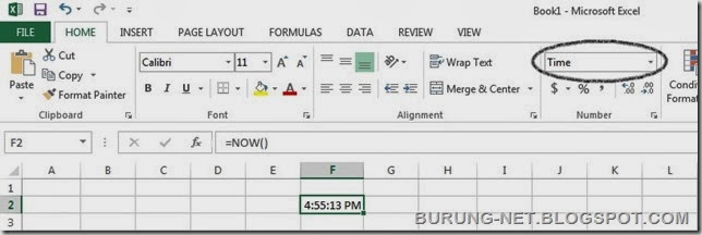 fungsi Now Excel function