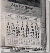 1931 Calendar at Mechanic's Garage where Arthur Harry Iverson worked