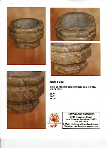 I saw a pair of French beige marble cache pots (circa. 1890) at Wirthmore Antiques in New Orleans. I'm thinking about how to add some stone details into the apartment. I saw a pair of French beige marble cache pots (circa. 1890) at Wirthmore Antiques in New Orleans. I'm thinking about how to add some stone details into the apartment.