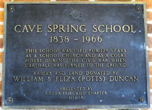 Cave Springs marker, eastern Jasper County