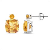 Cushion and Round Citrine Dangle Earrings in 14k White Gold Cushion and Round Citrine Dangle Earrings in 14k White Gold