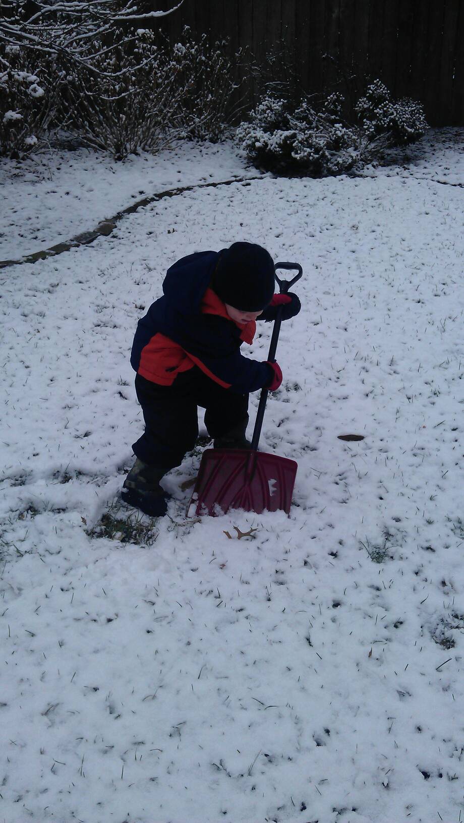 shoveling the first snow of the year
