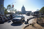Another view of the police. In addition to the buses the two sides of the streets were lined with several police cars and bikes.