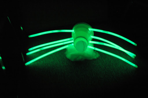 If you don't want to bust open your glow sticks to decorate with them, experiment with styrofoam cups, ping pong balls, floral foam to create glowing little critters. (www.favecrafts.com) If you don't want to bust open your glow sticks to decorate with them, experiment with styrofoam cups, ping pong balls, floral foam to create glowing little critters. (www.favecrafts.com)