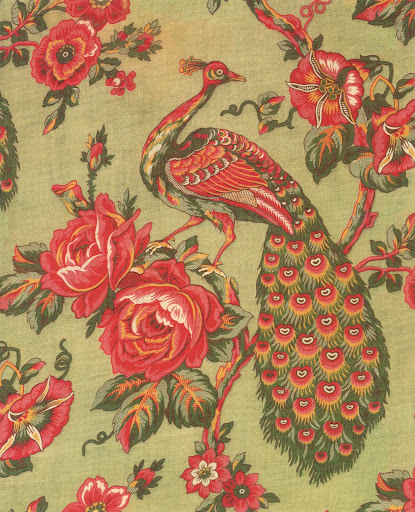 The particular design of the peacock, branches, and large roses suggest that this Russian lining was inspired by a Manchester design for India.