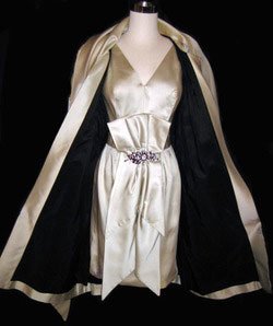 A satin coat designed by Mr. Du Puis.