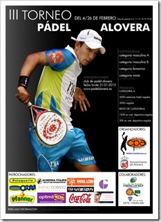 III Torneo de Pádel ALOVERA 2012 del 4 al 26 de febrero con importantes premios.