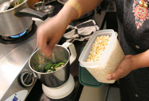 Add coconut to blender, then mix.