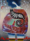 "STRIPED HAPPINESS" 30x40 (oil/acrylic on canvas)