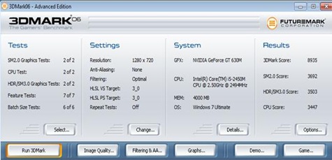 Lenovo IdeaPad z470 benchmark. 3dmark06 Lenovo IdeaPad z470 benchmark. 3dmark06
