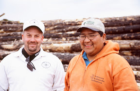 The Producers - Malcolm Cajero, right, was running a portable sawmill for the Pueblo of Jemaz when we visited with him in the summer of 2002. New Mexico staff forester, Todd Haines, left, was helping him find logs. Almost no milling infrastructure remains in the Southwest - thanks to environmental litigation - so it is very difficult for landowners, including the state and federal governments, and Indian tribes, to find viable private markets for the small diameter trees they need to remove from their fire-prone forests.