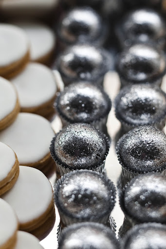 Sparkling chocolate bonbons from Bedazzle My Bonbons fit the gold and silver palette perfectly (http://bedazzlemybonbons.com). Sparkling chocolate bonbons from Bedazzle My Bonbons fit the gold and silver palette perfectly (http://bedazzlemybonbons.com).