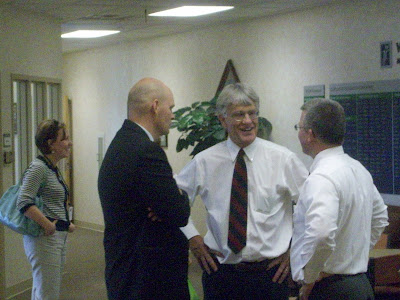 Dennis Hunger talks with Sid Manfull from Northwestern Mutual and Marty Beenblossom from Jones-Eden Funeral Home during yesterday's Open House. Dennis Hunger talks with Sid Manfull from Northwestern Mutual and Marty Beenblossom from Jones-Eden Funeral Home during yesterday's Open House.