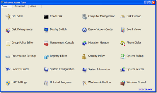 Windows Access Panel