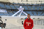 Me and the three-legged cauldron before the Closing Ceremony