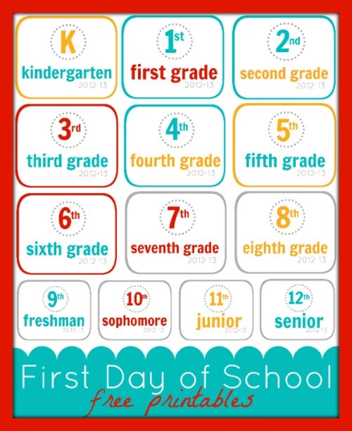 First Day of School Free Printables