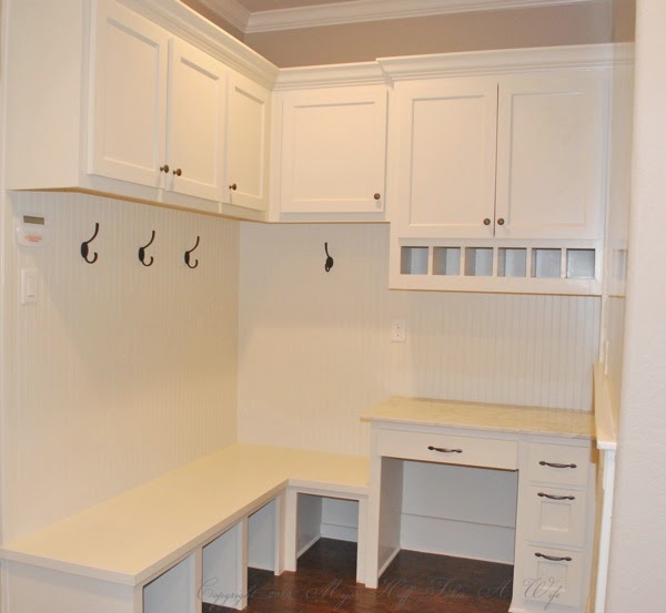 Beadboard mudroom with built in desk and upper cabinets.jpg Beadboard mudroom with built in desk and upper cabinets