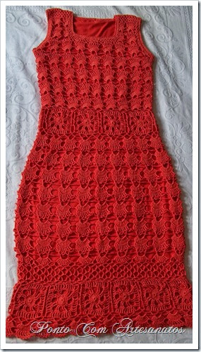 Vestido Motivo de Leques - Coral Vestido Motivo de Leques - Coral