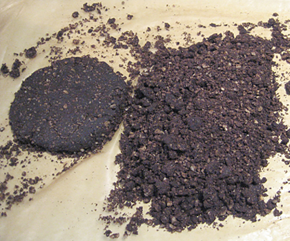 My first attempt at assembly proved too crumbly. I put it back in the food processor. My first attempt at assembly proved too crumbly. I put it back in the food processor.