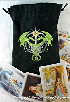 Steam punk Dragon Embroidered Tarot or Rune bag by Treegold and Beegold Steampunk Dragon Embroidered Tarot or Rune bag by Treegold and Beegold