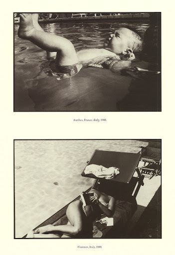 The parallel quality of these two images is striking. It's very interesting to see that first interaction babies have with water. (Pools, Kelly Klein, Rizzoli)