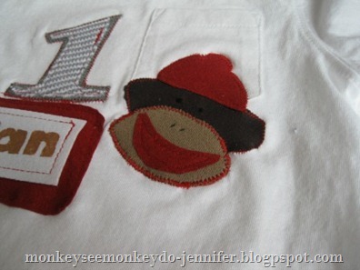 first birthday bib and sock monkey shirt (25)