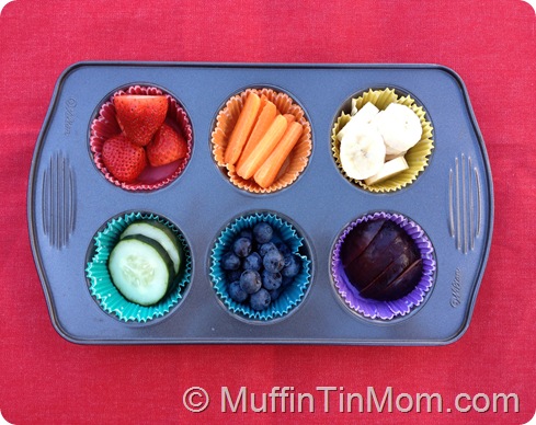 rainbow food muffin tin meal