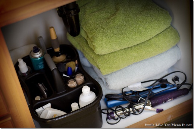 Decluttering the Bathroom Sink- under the sink storage- Smile Like You Mean It