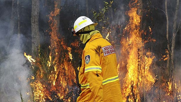 A member of the New South Wales Rural Fire Service burns underbrush to prepare for the most dangerous bushfire threat in 12 years, 6 January 2013. Fifty per cent of households have a member who intends to stay and defend. Mick Tsikas / Sydney Morning Herald