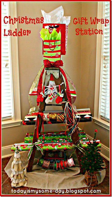 Christmas ladder wrapping station full page labeled