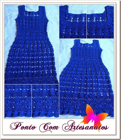 Vestido de crochê - azul royal Vestido de crochê - azul royal