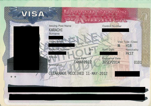 h-1b visa stamp on passport