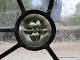 Close up of a custom hand beveled jewel in a leaded window for a home in Los Gatos, CA
