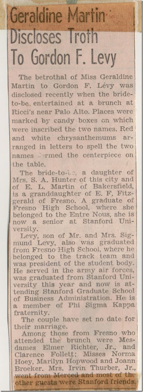 Engagement Newspaper 1 10_9_1949 Engagement Newspaper 1 10_9_1949