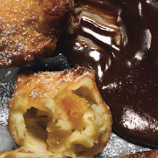Brandied Apricot Beignets with Chocolate Dipping Sauce