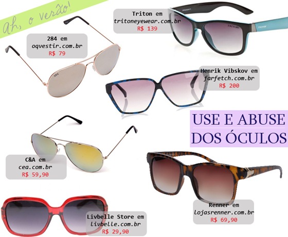 Óculos femininos de Sol: Aviador, coloridos e estampados. Óculos femininos de Sol: Aviador, coloridos e estampados.