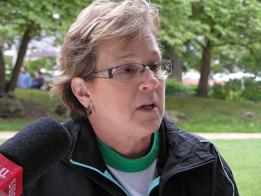 Special Olympics participant Sierra Simmons' coach, Bridgete Rebori.
(Photo credit: Jeremy Shreckhise)