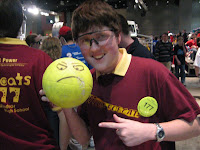 One of our students with our unofficial mascot, angry ball