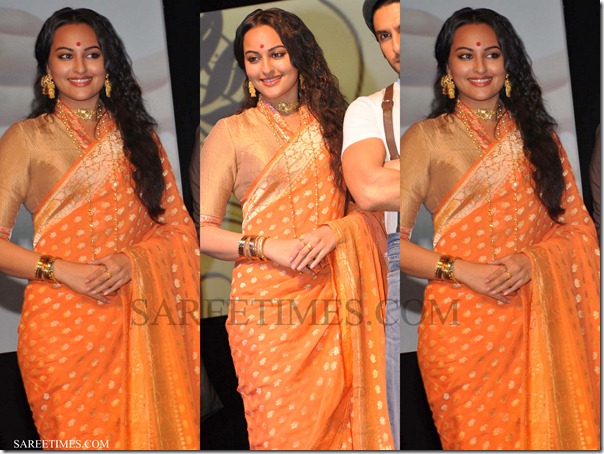 Sonakshi_Sinha_Orange_Saree