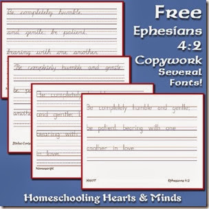 Free Ephesians 4:2 Copywork pack in multiple fonts Free Ephesians 4:2 Copywork pack in multiple fonts