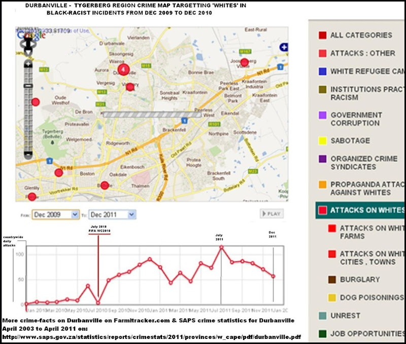 Durbanville Tygerberg crime map Farmitracker targetting whites Dec2009 to Dec 2011