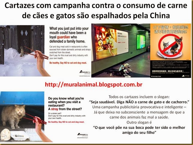 Cartazes com campanha contra o consumo de carne