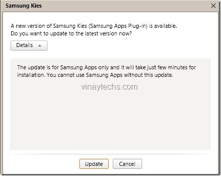 Samsung BADA OS Update through Kies Plugin version
