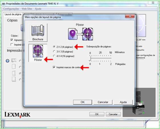 Fazendo poster com impressora LexMark 3