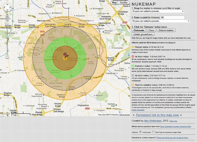 Hypothetical situation where Beijing, the capital of China is struck by a 60 kiloton Nuclear device